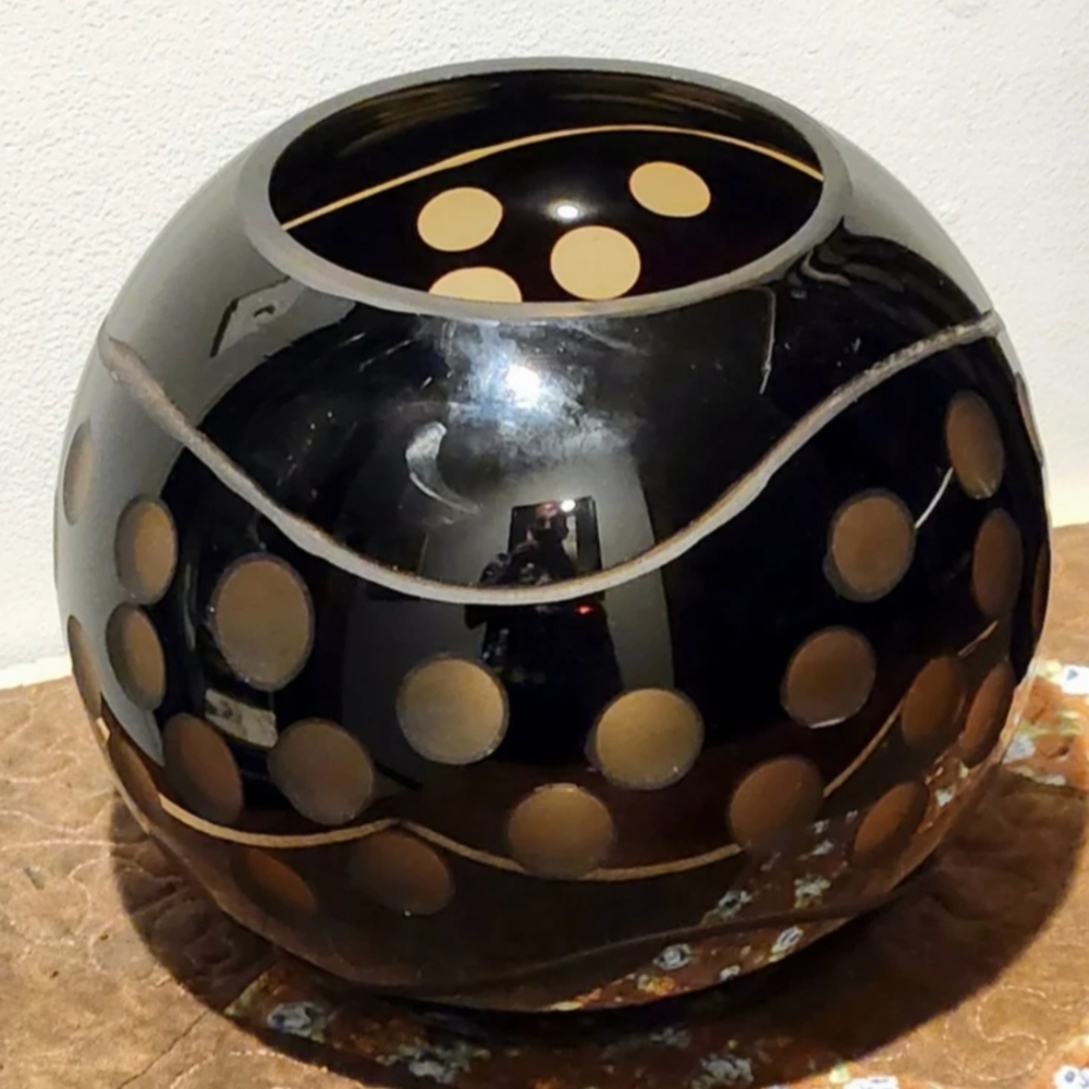 Vintage Hand Blown, Mid-Century Modern Art Glass Vase or Candle Holder